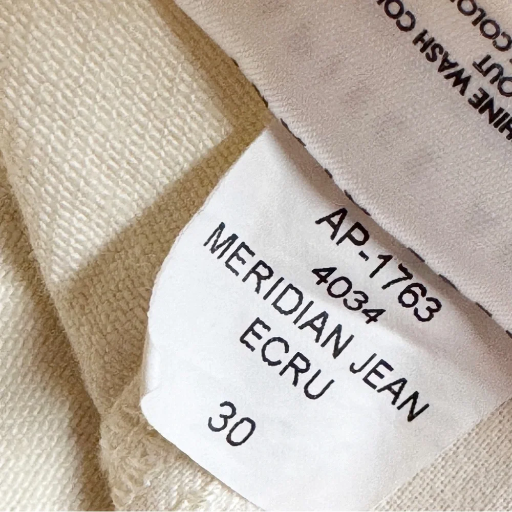 APIECE APART Meridian Straight Leg Relaxed Jean Size 30‎ Ecru Cream High Waist